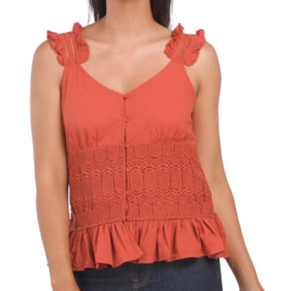 🌺Nwot..Adiva Eyelet Top Orange - Picture 1 of 3